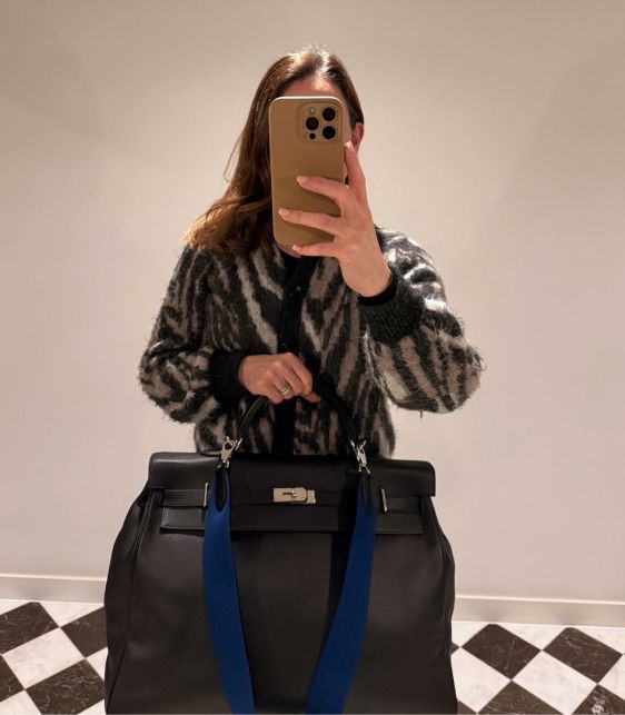 Black Evercolor Leather Amazone Kelly 50cm Voyage Retourne