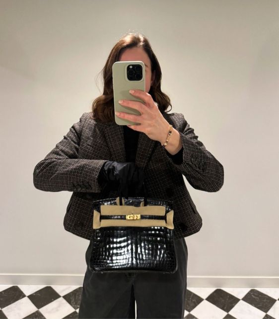 Black Shiny Niloticus Crocodile Leather Birkin 25cm Retourne