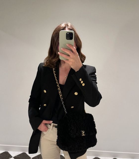 Black Shearling & Lambskin Leather Large 19 Flap Bag
