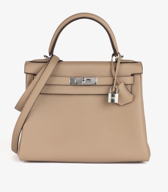 Beige Marfa Clemence Leather Kelly 28cm Retourne
