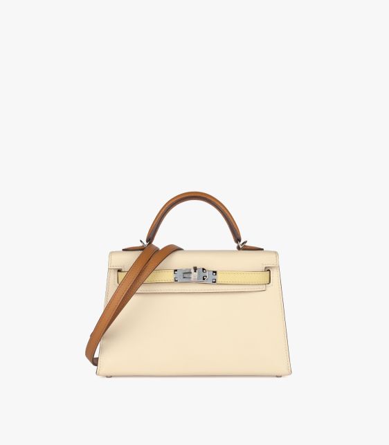 Nata, Jaune Poussin & Sesame Epsom Leather Kelly 20cm II Sellier
