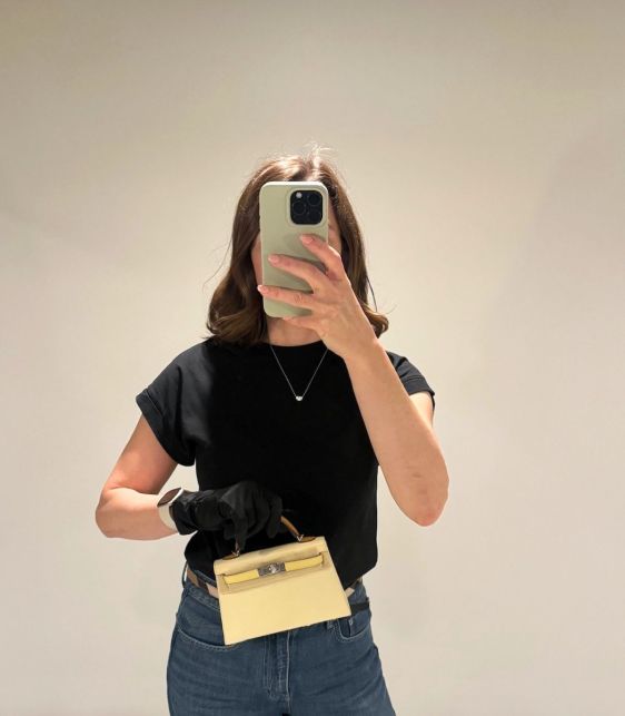 Nata, Jaune Poussin & Sesame Epsom Leather Kelly 20cm II Sellier