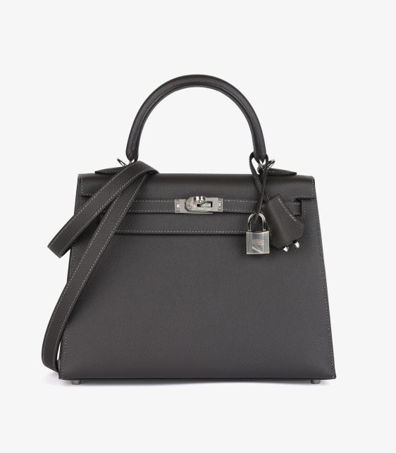 Hermès Pre-Owned Graphite Epsom Leather Kelly 25cm CB1666 at Xupes