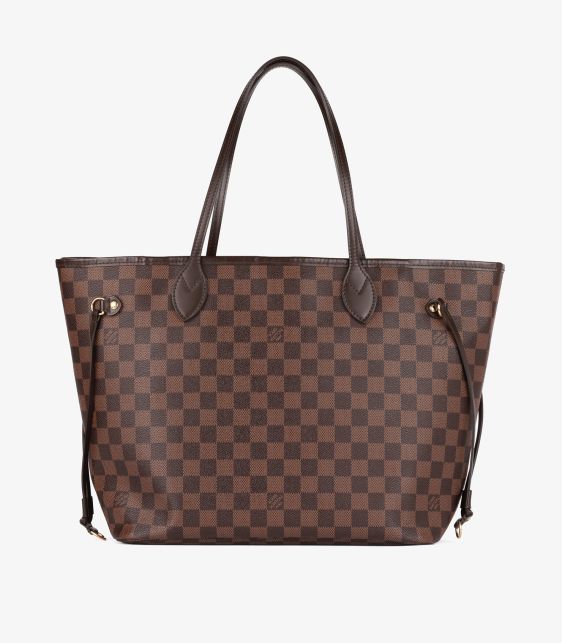 Damier Ebene Coated Canvas & Brown Calfskin Leather Neverfull MM