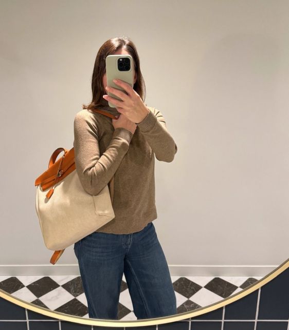 Beige Toile Canvas & Natural Vache Hunter Leather Vintage Herbag Backpack