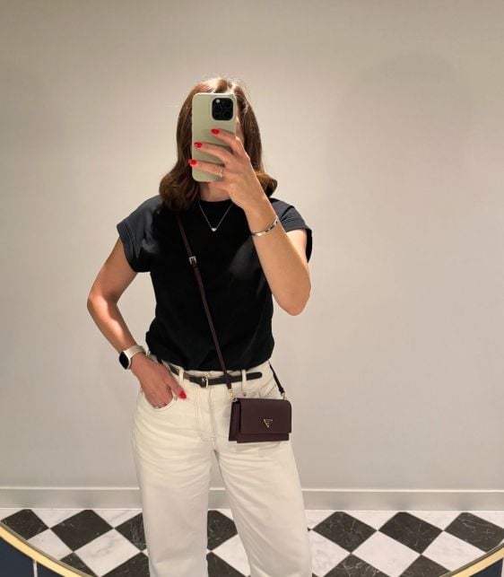 Burgundy Saffiano Leather Mini Pouch