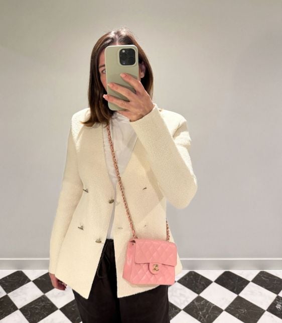Pink Quilted Caviar Leather Vintage Square Mini Flap Bag