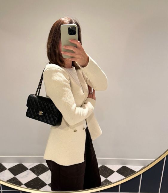 Black Quilted Caviar Leather Small Double Classic Flap Bag
