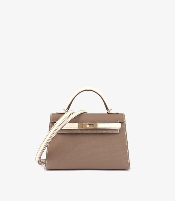 Hermès Pre-Owned Etoupe & Nata Special Order HSS Kelly 20 Sellier CB1691 at Xupes