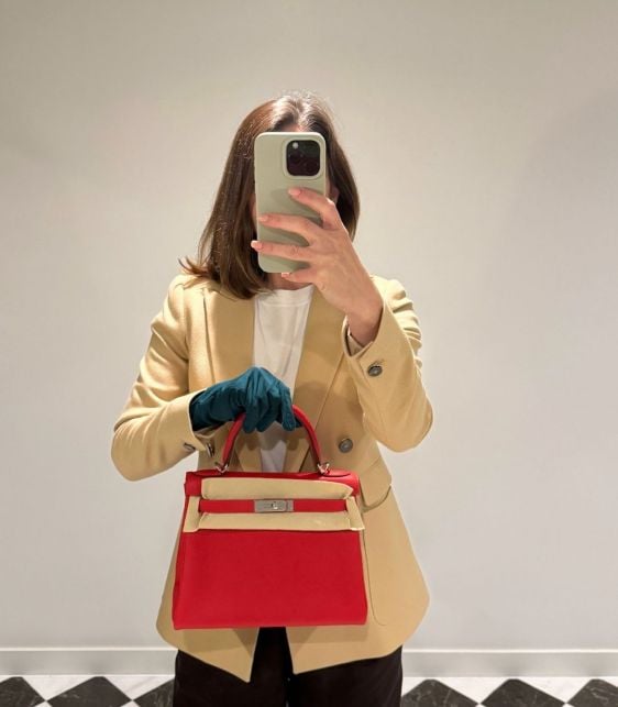 Rouge Radieux Clemence Leather Kelly 28cm Retourne