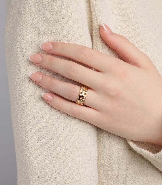 Diamond Set 18ct Yellow Gold Maillon Ring