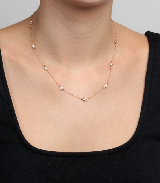 1.54ct Diamond 18ct Rose Gold Elsa Peretti Diamonds by the Yard Necklace