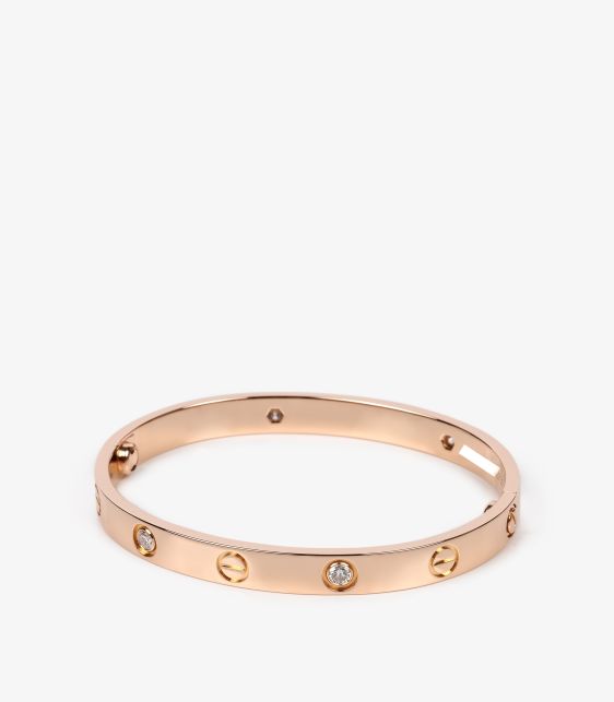 4 Diamond 18ct Rose Gold Love Bangle