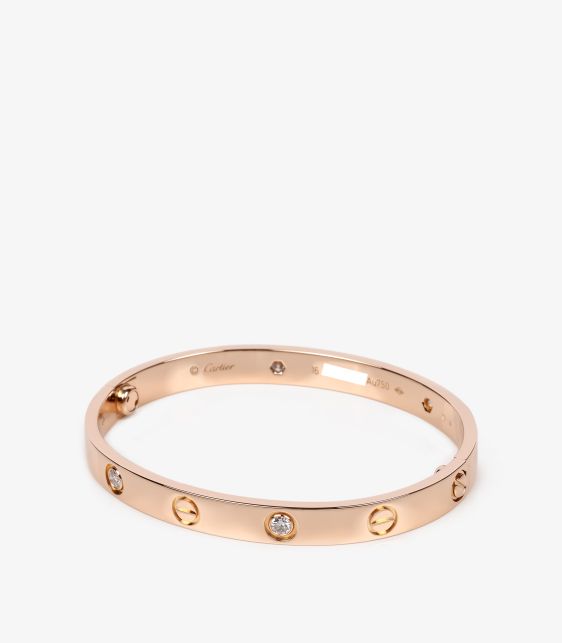 4 Diamond 18ct Rose Gold Love Bangle