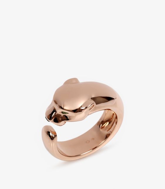 18ct Rose Gold, Onyx and Tsavorite Garnet Panthere De Cartier Medium Ring