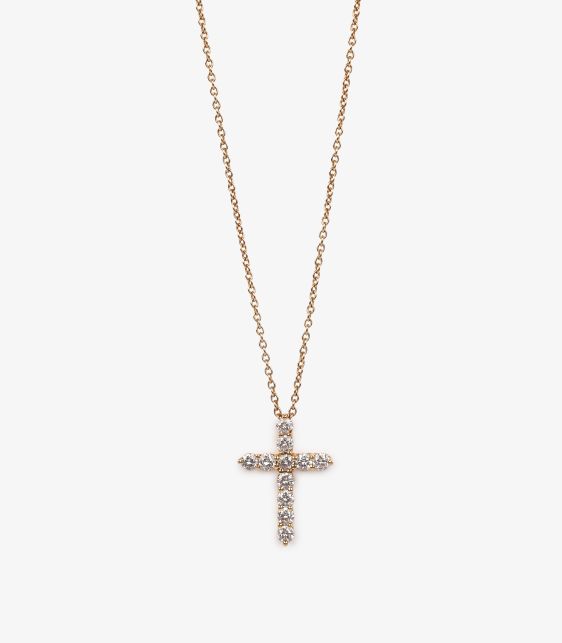 0.51ct Brilliant Cut Diamond 18ct Yellow Gold Small Cross Pendant