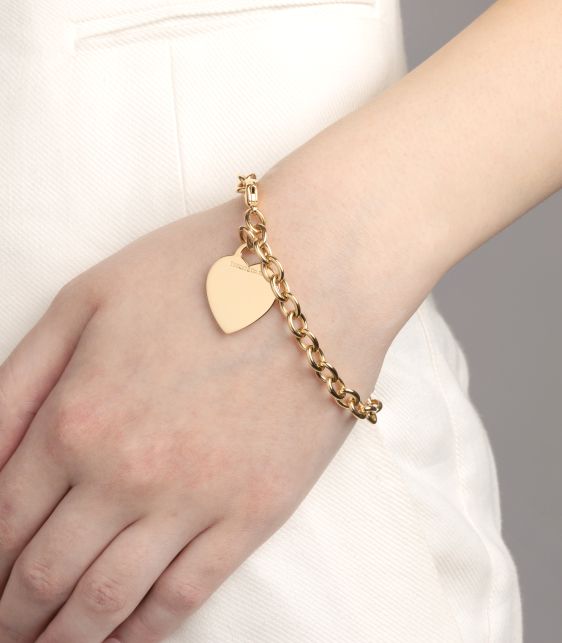 18ct Yellow Gold Heart Tag Charm Bracelet