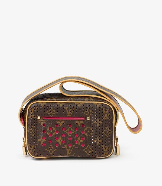 Brown Perforated Monogram Coated Canvas Fuschia Mini Trocadero