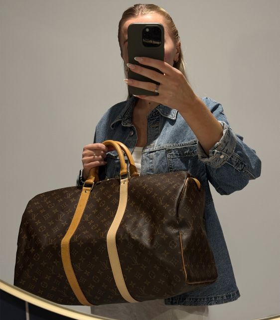 Brown Monogram Coated Canvas & Vachetta Leather Vintage Keepall 50