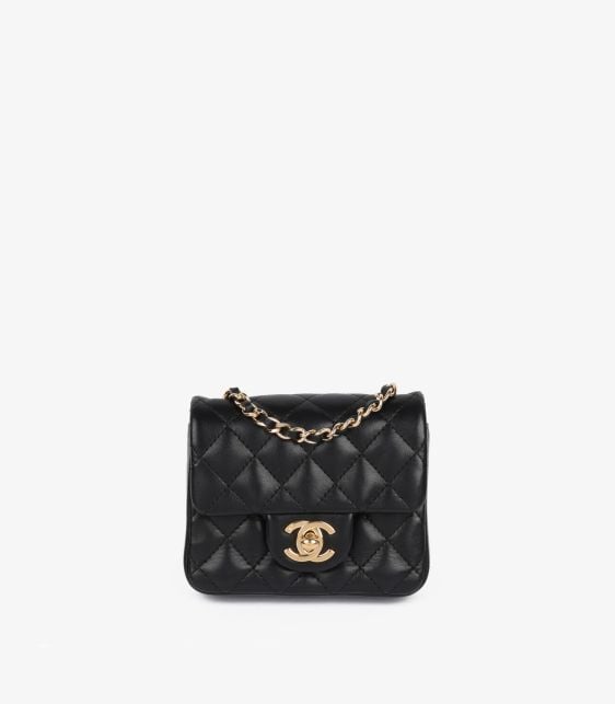 Chanel Pre-Owned Black Square Micro Flap Bag HB5594 at Xupes
