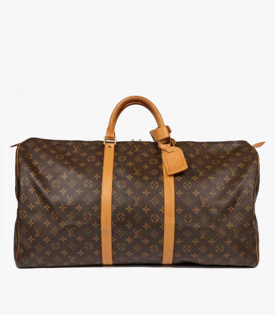 Brown Monogram Coated Canvas & Vachetta Leather Vintage Keepall 60
