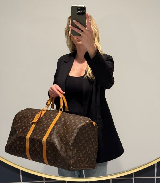 Brown Monogram Coated Canvas & Vachetta Leather Vintage Keepall 55