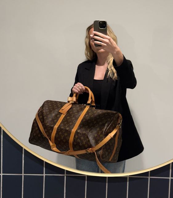 Brown Monogram Coated Canvas & Vachetta Leather Vintage Keepall 55 Bandoulière
