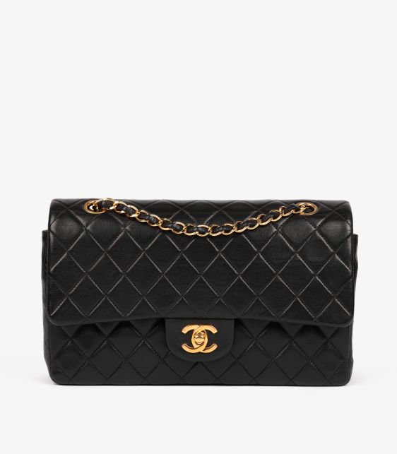 Black Quilted Lambskin Vintage Medium Classic Double Flap Bag
