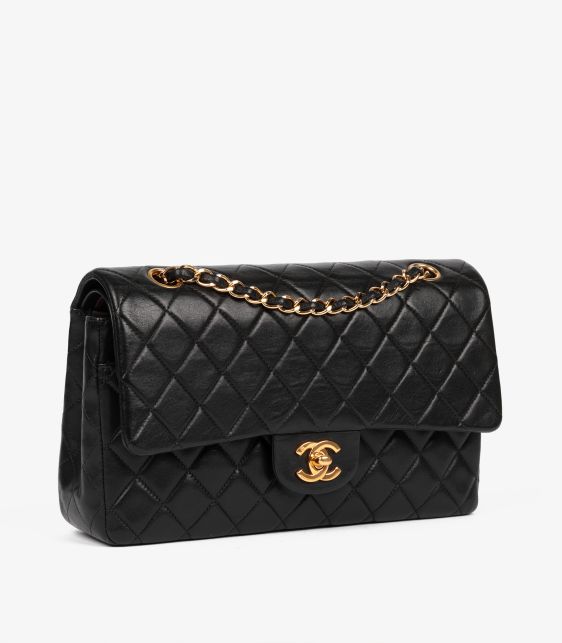 Black Quilted Lambskin Vintage Medium Classic Double Flap Bag