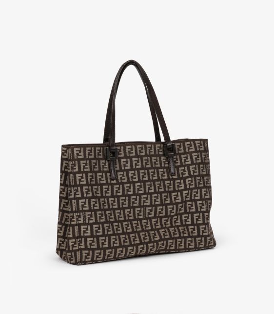 Brown Zucchino Monogram Canvas & Brown Calfskin Leather Vintage Small Tote