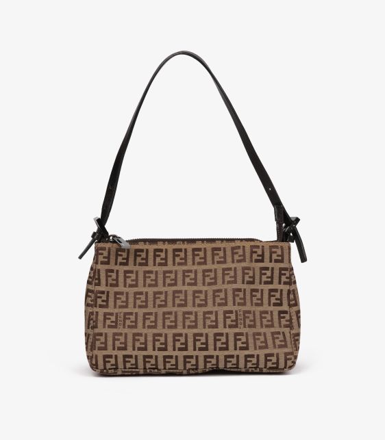 Beige Zucchino Monogram Canvas & Brown Calfskin Leather Vintage Shoulder Pochette