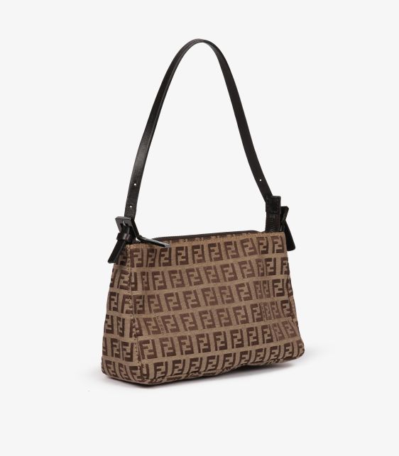 Beige Zucchino Monogram Canvas & Brown Calfskin Leather Vintage Shoulder Pochette