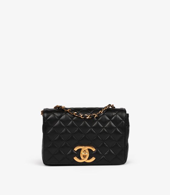 Black Quilted Lambskin Vintage XL Small Classic Single Full Flap Bag