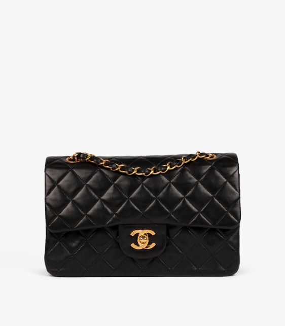 Black Quilted Lambskin Vintage Small Classic Double Flap Bag