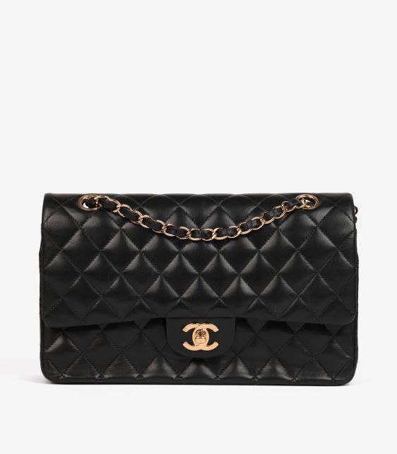 Black Quilted Lambskin Vintage Medium Classic Double Flap Bag