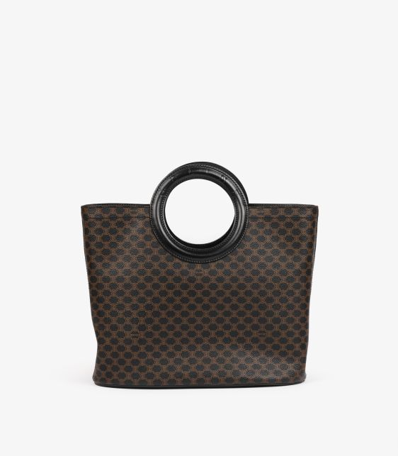 Brown Macadam Monogram Coated Canvas & Black Calfskin Leather Vintage Ring Tote