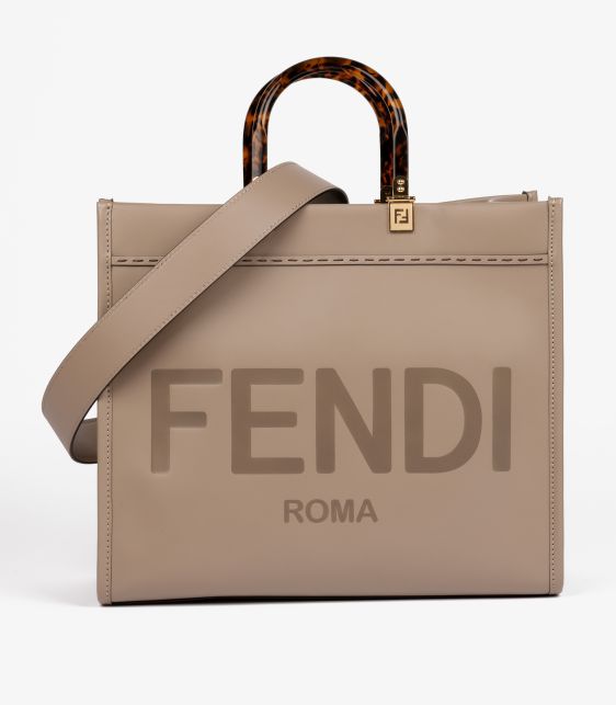 Taupe Embossed Calfskin Leather Medium Sunshine Tote
