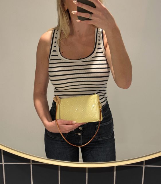 Pastel Yellow Monogram Vernis Leather LV Remix Pochette Lexington
