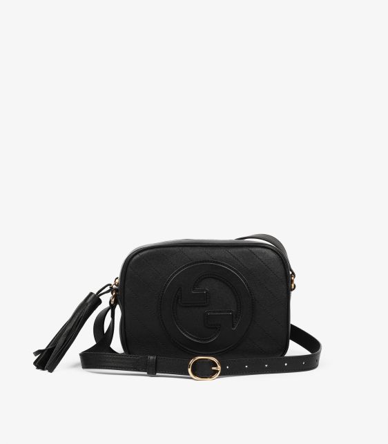 Black Diagonal Quilted Calfskin Leather Blondie Small Shoulder Bag
