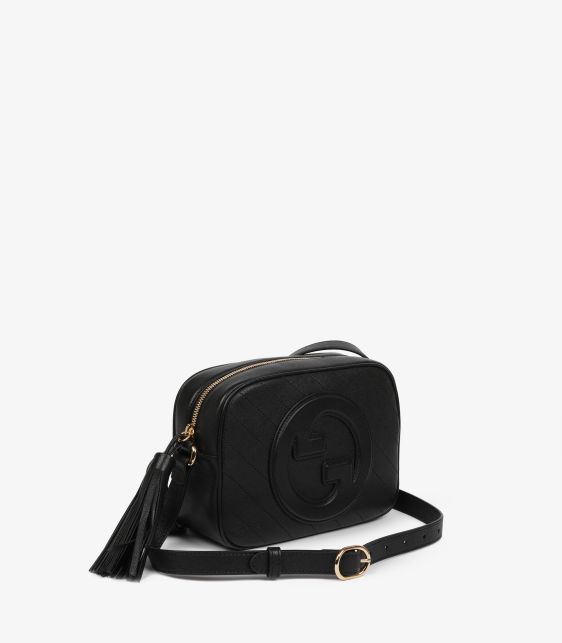 Black Diagonal Quilted Calfskin Leather Blondie Small Shoulder Bag