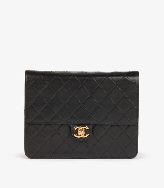Black Quilted Lambskin Vintage Small Classic Single Flap Bag