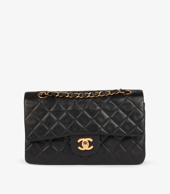Black Quilted Lambskin Vintage Small Classic Double Flap Bag