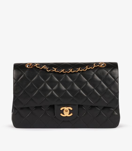 Black Quilted Lambskin Vintage Medium Classic Double Flap Bag