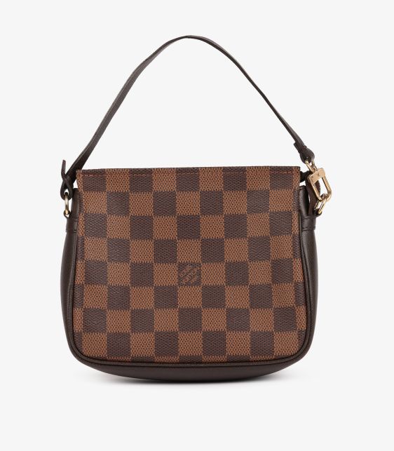Damier Ebene Coated Canvas & Brown Calfskin Leather Truss Pouch