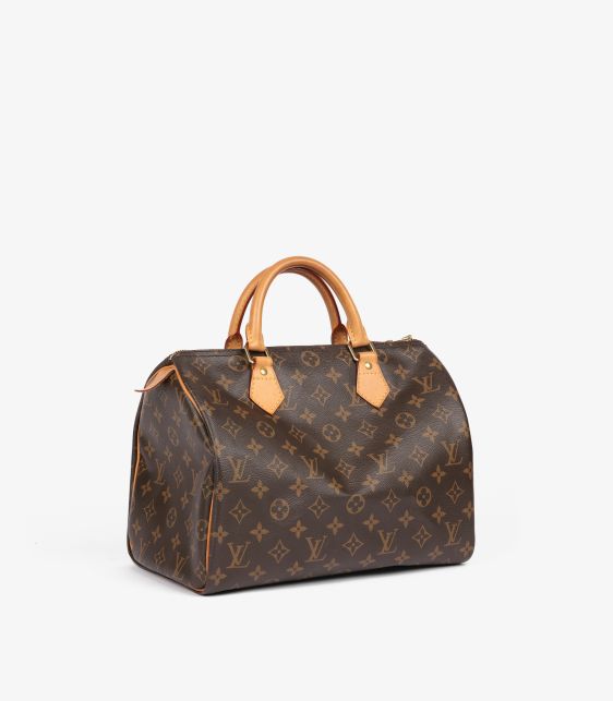 Brown Monogram Coated Canvas & Vachetta Leather Vintage Speedy 30