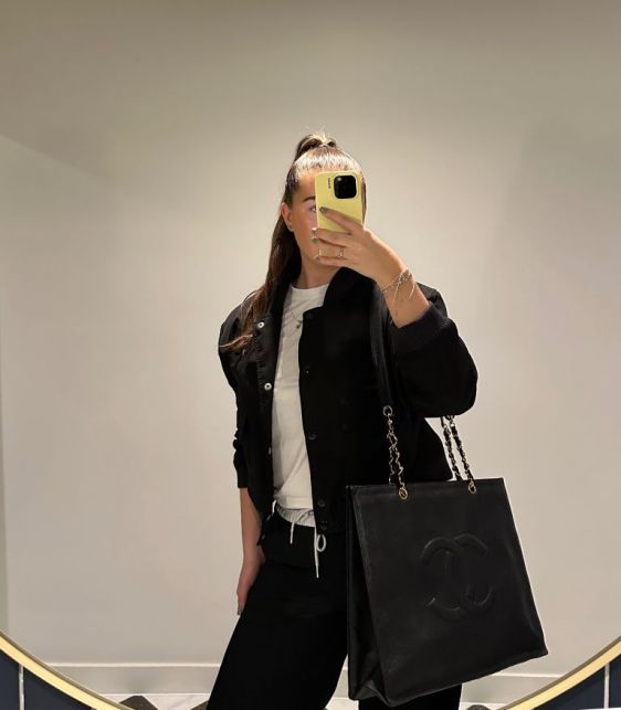 Black Quilted Caviar Leather Vintage Maxi Timeless Shoulder Tote