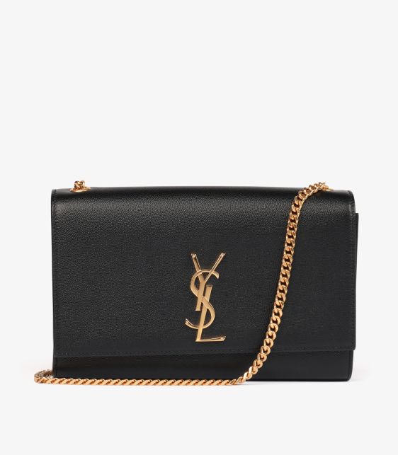 Black Grain de Poudre Calfskin Leather Medium Kate