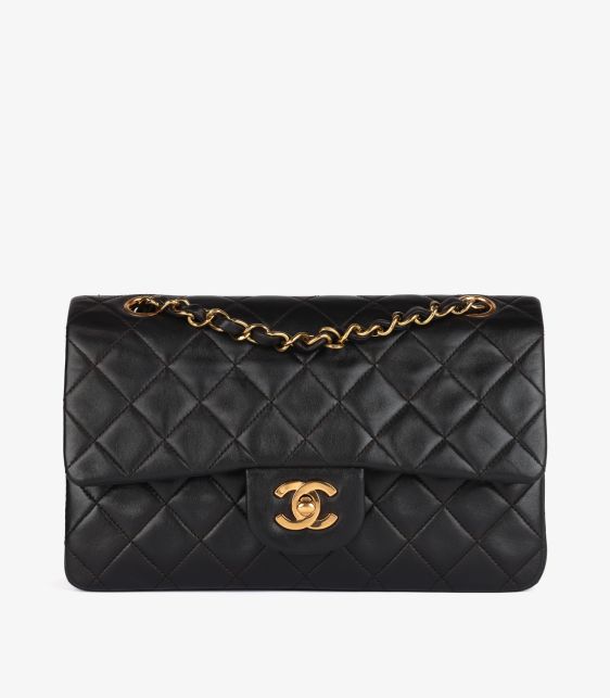 Black Quilted Lambskin Vintage Small Classic Double Flap Bag