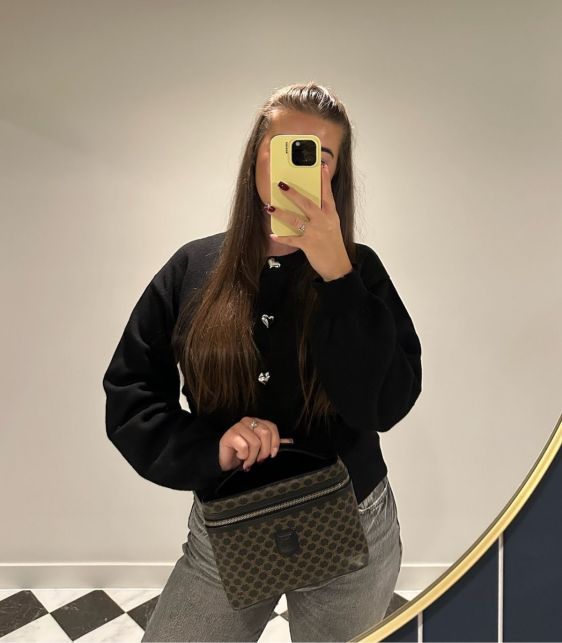 Brown Macadam Monogram Coated Canvas & Black Calfskin Leather Vintage Top Handle Vanity Case