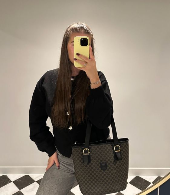 Brown Macadam Monogram Coated Canvas & Black Calfskin Leather Vintage Bucket Bag